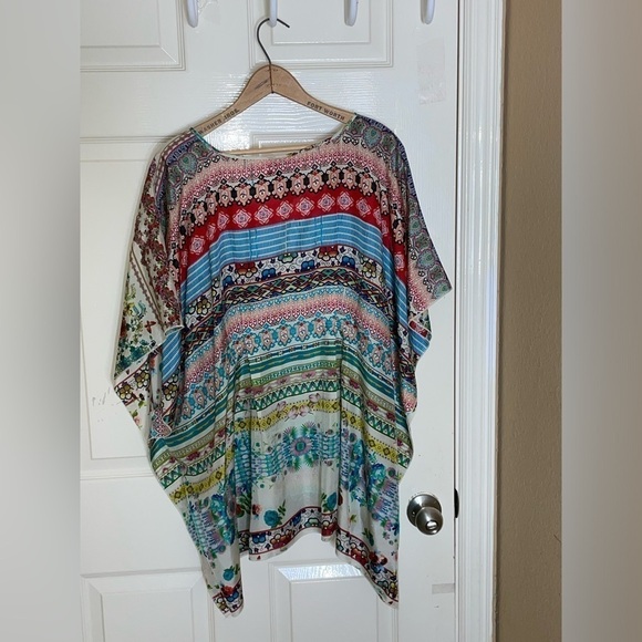 Johnny Was Poncho Blouse, Boho Pullover with Buttons, multi Large​​​​​​​​​​​ - Picture 7 of 11